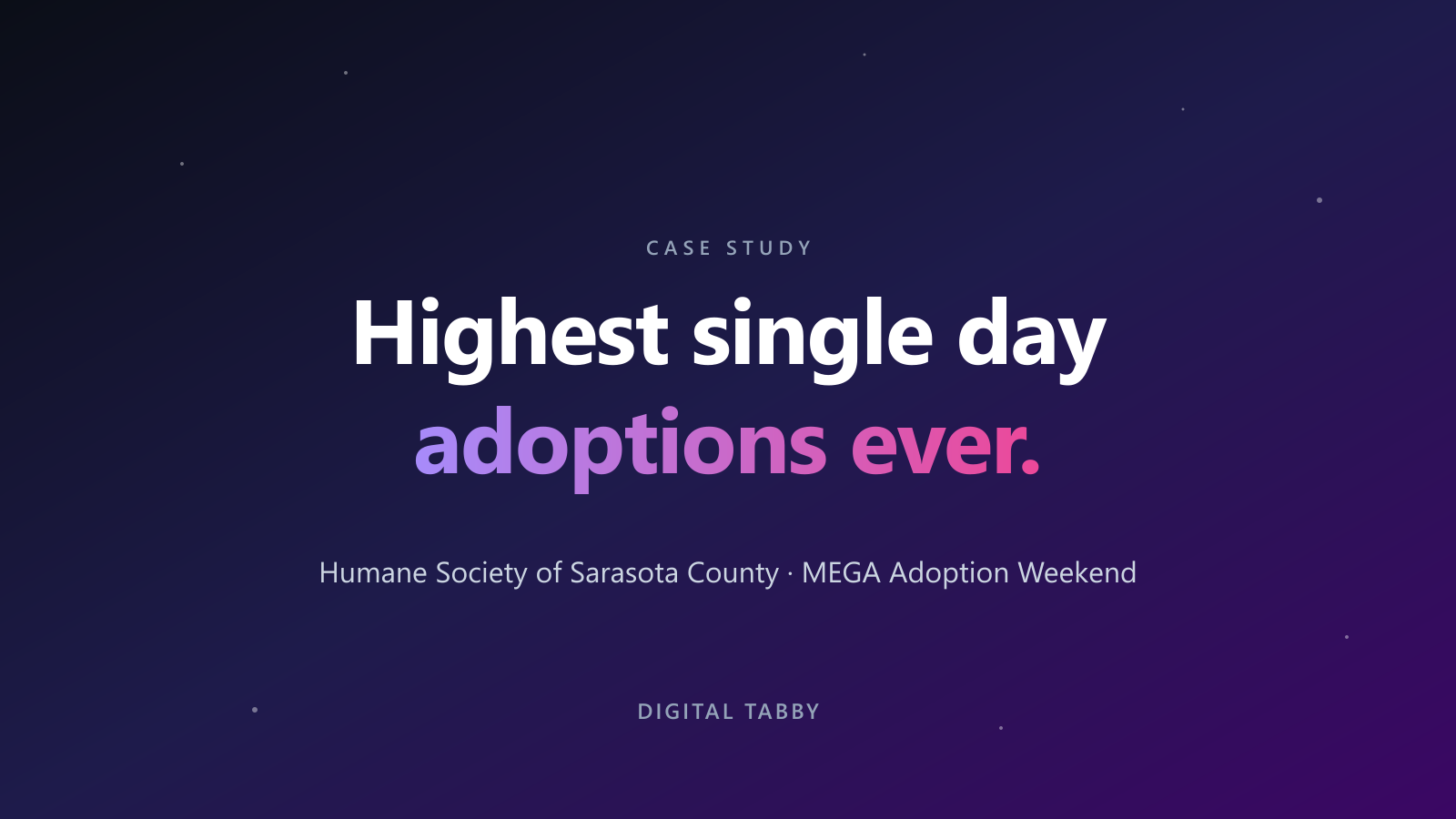 Highest single-day adoptions ever, Humane Society of Sarasota County MEGA Adoption Weekend