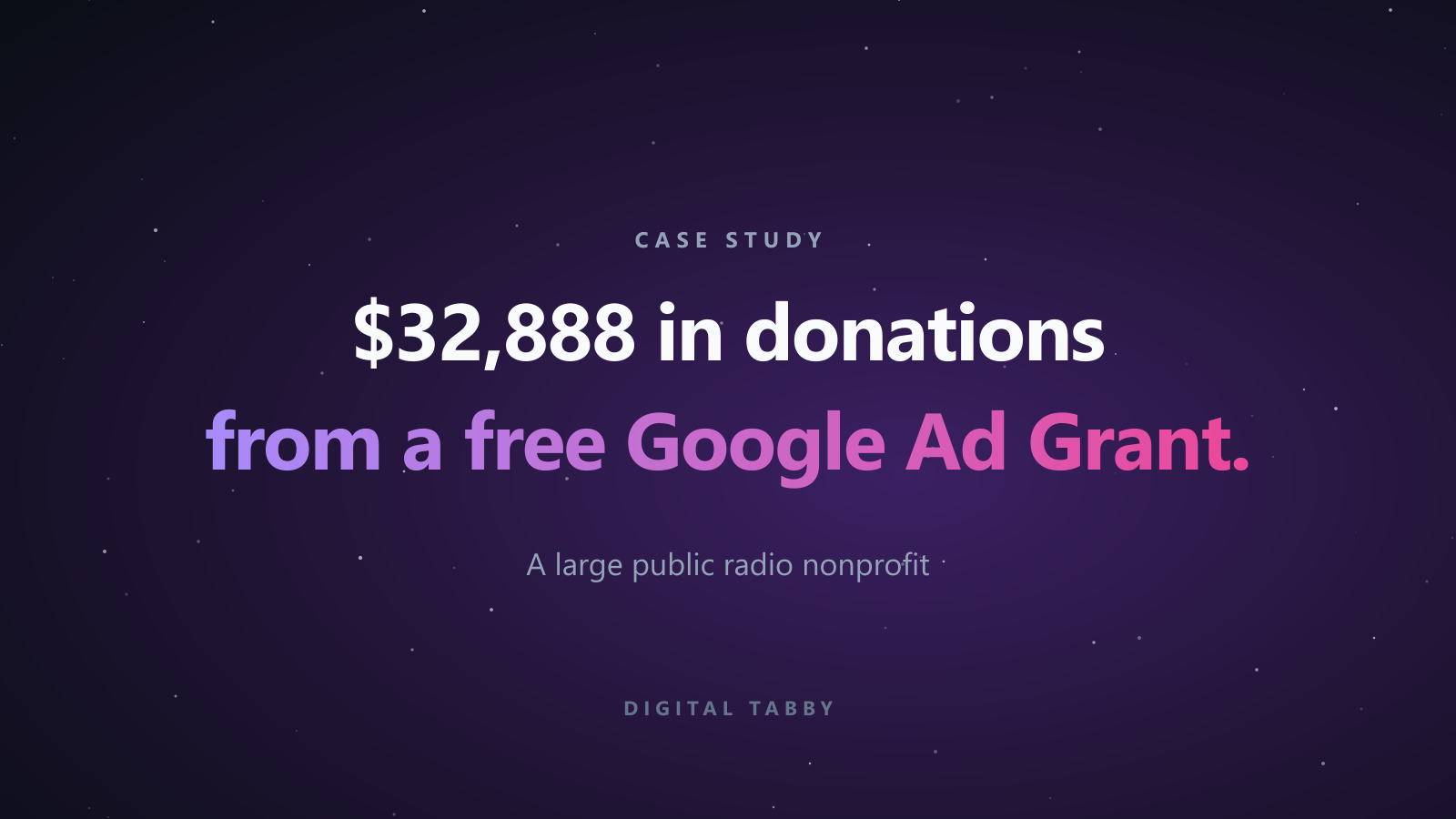 $32,888 in donations from a free Google Ad Grant, a large public radio nonprofit